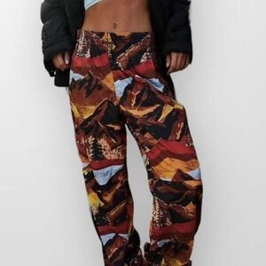 Free people Movement Printed End Zone Track Pants Ski Nic Route Mocha medium